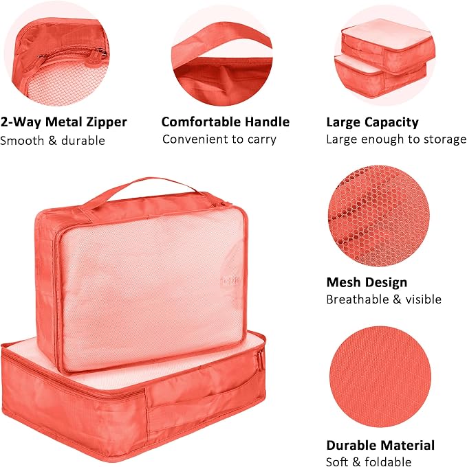 Packing Cubes Set, 2 Pcs Packing Organizers Set for Suitcases (Watermelon red) - Image 6