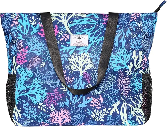 ESVAN LARGE BEACH BAG Water Resistant Lightweight 20 inch Women Oversize Tote Bag for Gym Beach Travel Pool Yoga Nurse - Image 2