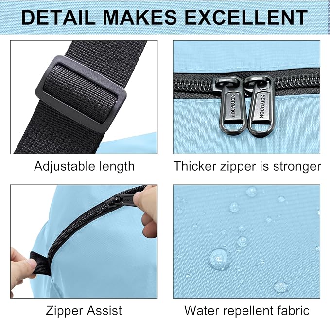 HOLYLUCK Foldable Travel Duffel Bag Luggage Great for Gym - Large Light Blue - Image 3