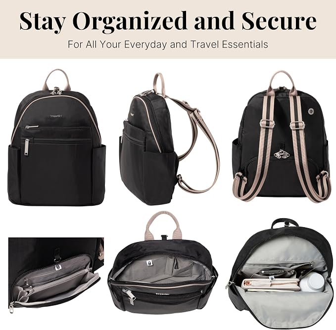 Baggallini Securtex® Anti-theft Vacation Travel Backpack 10x13 Daypack w/Locking Zippers & RFID Wallet Slash-Resistant - Image 5