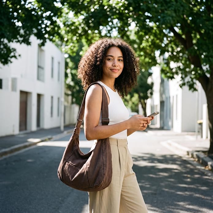 Canvas Hobo Crossbody Tote Bag for Women and Men Messenger Bags | Canvas Tote Bag With Zipper,Canvas Crossbody Bag,Canvas Hobo Bag,Shoulder Bag for Women,Travel Work College Purse Handbag - Image 2