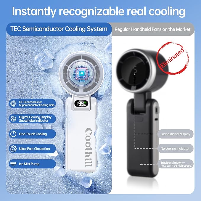 Handheld Portable fan with Turbo Cooling 5500mAh 199 Speeds | 20000 RPM Hand Held Fan Rechargeable Powerful Mini Personal fan for Travel, Outdoor, Beach & Makeup - Image 8