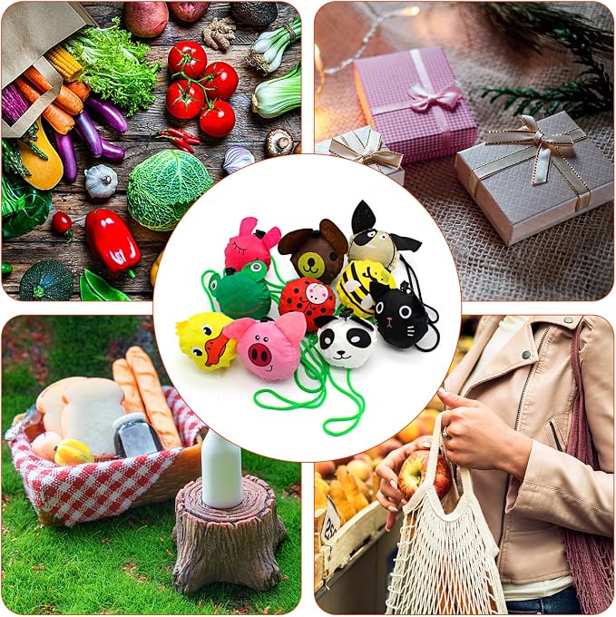 20Pack Reusable Shopping Bags Bulk Foldable Portable Reusable Grocery Bags | Lightweight Polyester Grocery Shopping Tote Bag,Reusable Grocery Bags Foldable Machine Washable Shopping Bags(Animal) - Image 4