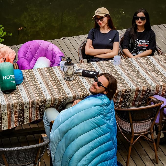 Puffy Camping Blanket,Large Camp Blanket Outdoor Camping Quilt Waterproof | Lightweight Printed Warm Packable Down Alternative Blanket for Camping,Traveling, Stadium, Hiking, Picnics - Image 7