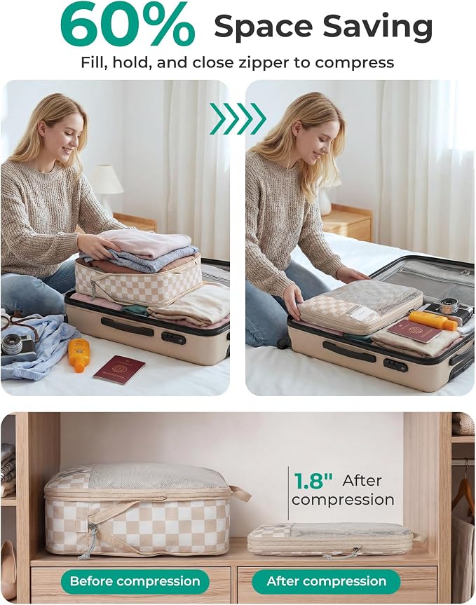 BAGSMART Compression Packing Cubes for Travel Essentials | 14 Set /6 Set /4 Set/2 Set, Lightweight, Durable - Image 5