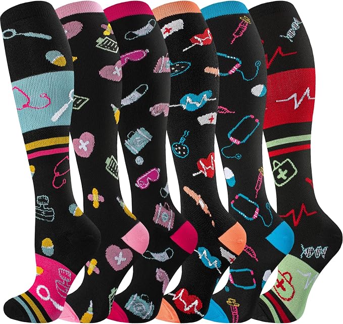 cerpite Compression Socks for Women & Men 6 Pairs Knee High Compression Socks 20-30 mmhg Best for Running,Nurse,Travel by Cerpitesportsstyles