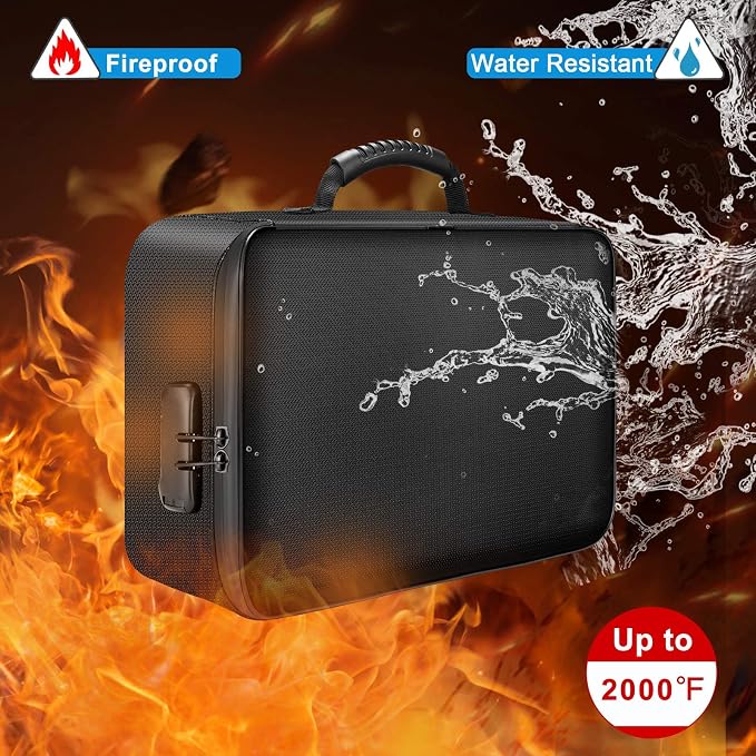 DocSafe Document Bag with Lock, Fireproof 3-Layer File Storage Box, Black | Water-Resistant Zipper, Document Safe Portable Travel Home Office Organizer Bag for Laptop,Files,Certificates, Gifts for Him - Image 3