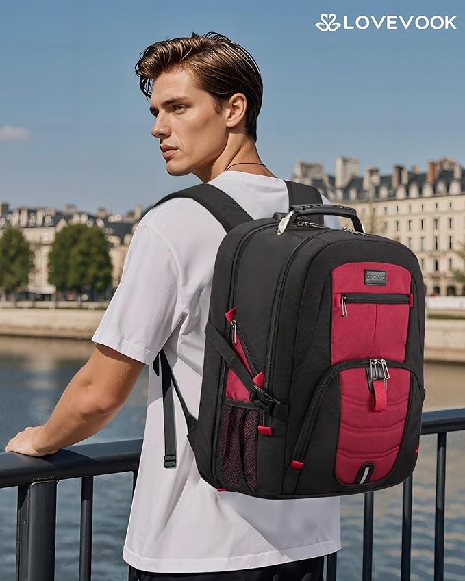LOVEVOOK Large Laptop Backpack for Men,17.3Inch Heavy Duty Travel Backpack | TSA-Friendly with Anti-Theft,Carry On Flight Approved,College Work Bookbag,Water Resistant Business Backpack for Men Women - Image 3