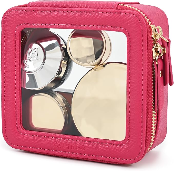 Aveniee Mini Clear Makeup Bag, Small Cosmetic Bags Travel Toiletry Pouch Organizer, TSA Approved Make up Case with Zipper, Car Bag for Essentials,Hotpink - Image 6