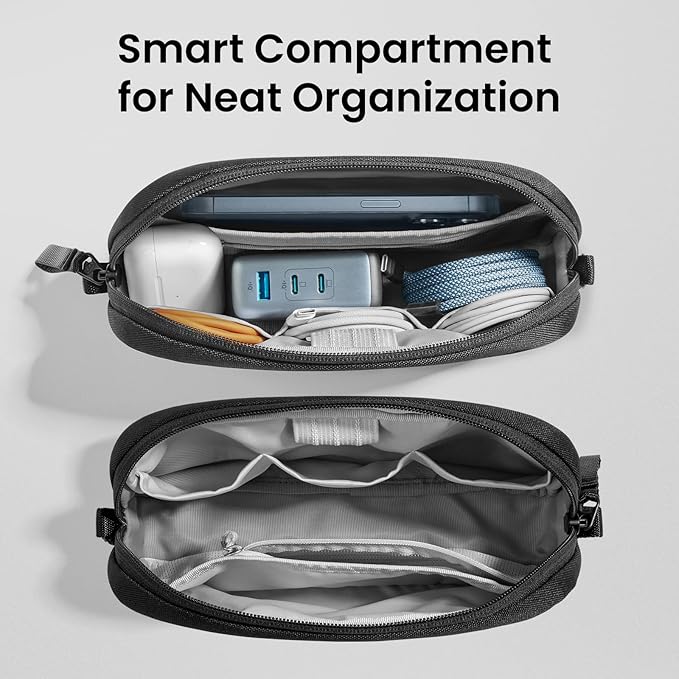 tomtoc Electronics Organizer Travel Case, Cable Organizer for Essentials | Water Resistant Tech Pouch Accessories Travel Bag Carry Storage for Cord, Phone, Cables, Airpods, USB Drive, Daily Items - Image 2