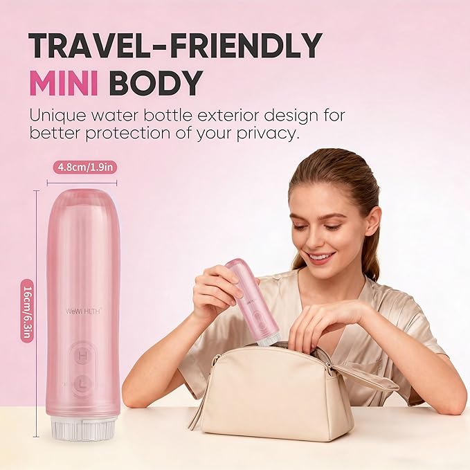Portable Electric Bidet, Handheld Battery Powered Travel Bidet, Pink | 2 Pressure Modes, Waterproof, Foldable, Pocket-Sized, Cordless, Daily Hygiene Cleaning at Home, Camping and Travel - Image 3