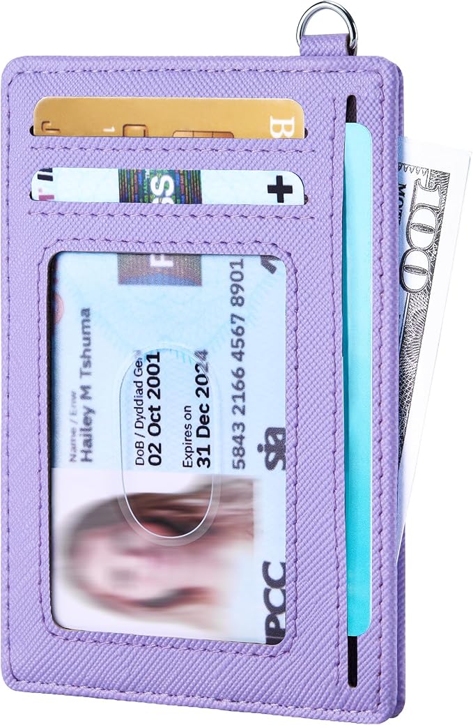 Mayski Slim Wallet, Credit Card Holder for Women, Minimalist Front Pocket RFID Blocking Card Cases, Small Wallet Women Men(Cross Light Purple) - Image 2