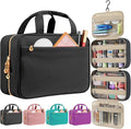 Travel Toiletry Bag for Women, Hanging Makeup Organizer Clear Pockets | Large Hanging Travel Organizer with Compartments, Front Pocket, Fits Full-Size Skincare, Makeup & Toiletries(Black, Medium) by Unknown