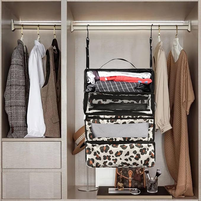 Olosar Suitcase Organizer, Travel Luggage Organizer Portable Hanging Travel Shelves Collapsible Hanging Packing Cubes for Carry on Suitcase - Image 7