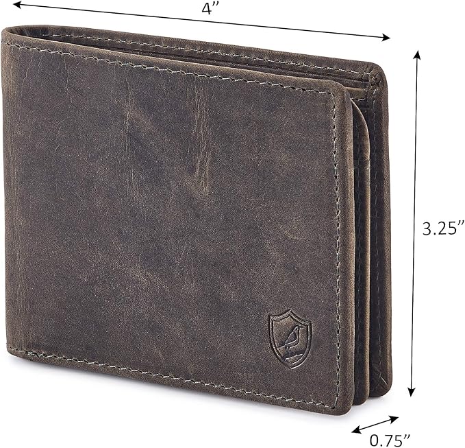 Wallet for Men Slim RFID Blocking Leather Bifold Minimalist 2 ID Windows Gift Box Carteras Para Hombres (CRAZY HORSE, MOSS GREEN) - Image 3