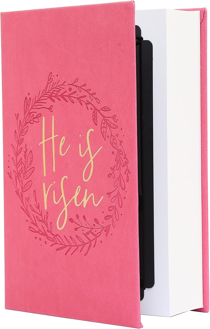 He is risen Leather Cover Real Pages Book Safe with Key Lock,Large Lock box,Hidden Safes for Money Diversion safe box by Ulixu