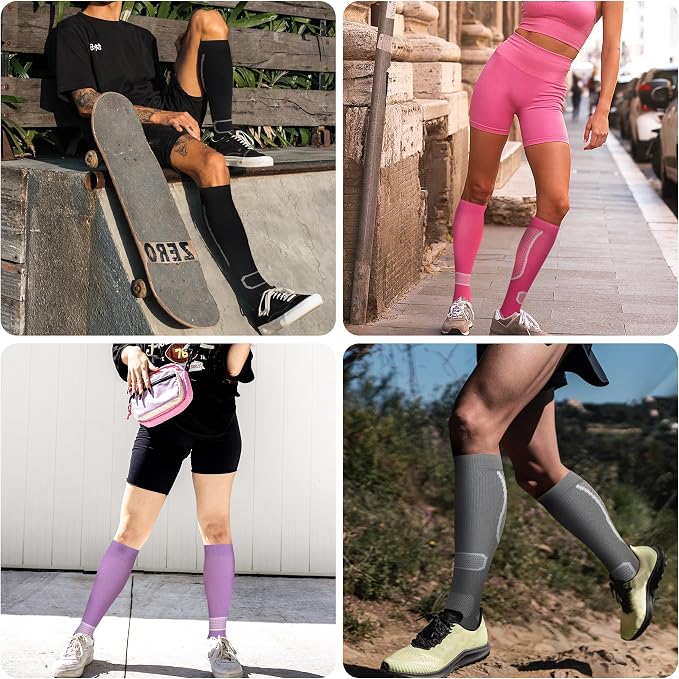fenglaoda 6 Pairs Compression Socks for Women & Men Knee High Cute Circulation Socks for Nurse Pregnant Travel Athletic - Image 6