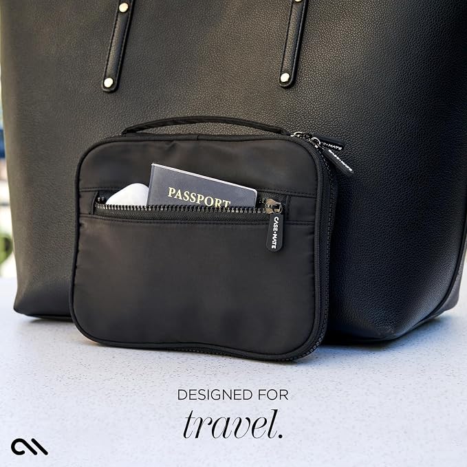 Case-Mate Electronic Organizer Travel Case - Portable Tech Travel Pouch w/Multiple Storage Mesh Pockets for Cable, Cord, Charger, Power Bank, Airpods - Airplane Essentials Bag - Black - Image 5