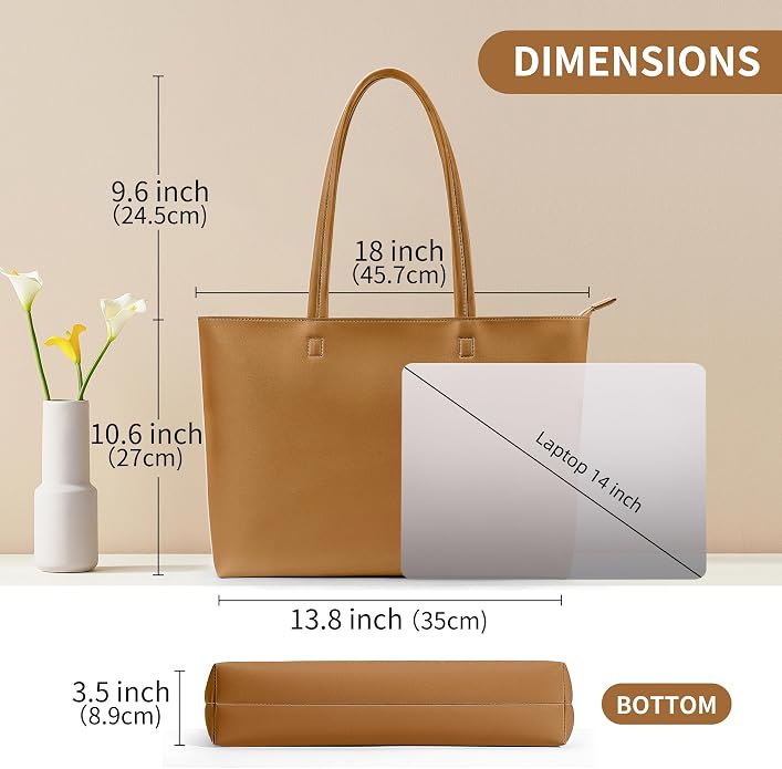 KALIDI Tote Bag Zipper Shoulder Bag Vegan Leather Purses Satchel for Women | Large Casual Handbag for Work Commuting Dating College Everyday - Image 5
