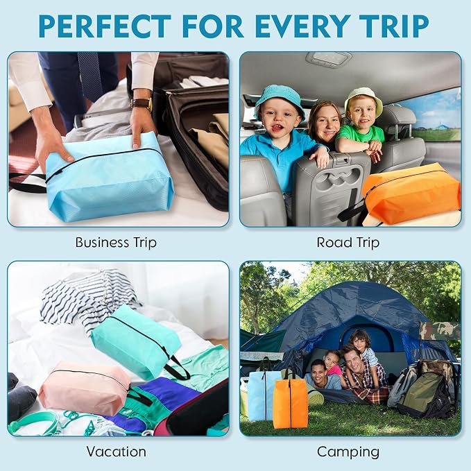 6 Pcs Travel Shoe Bags with Zipper Nylon Portable Waterproof Suitcase Shoe Organizer Packing for Golf(S,Pastel) - Image 6