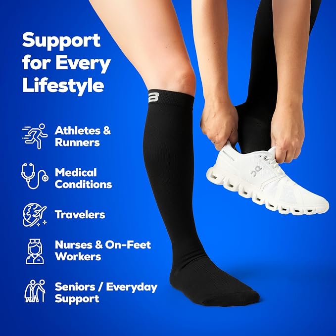 SB SOX Compression Socks for Men & Women (15-20mmHg) | Best Compression Socks for Flying, Medical, Sports, Wide Calf Fit, Pregnancy, and Daily Wear - Image 4