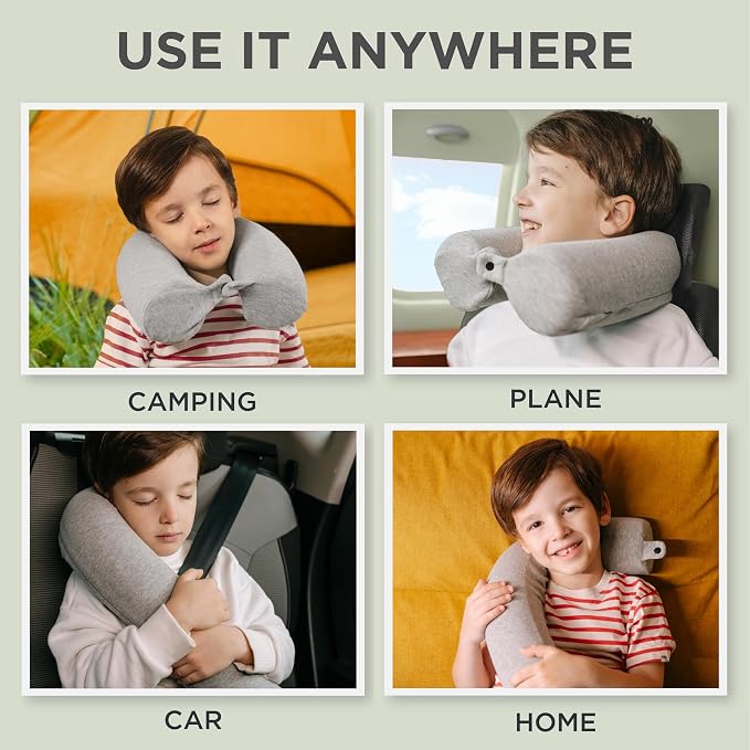 Dot&Dot Twist Memory Foam Kids Travel Pillow, Bendable Neck Pillow for Airplane, Car and Home, 23-Inch Adjustable Roll with Washable Cotton Cover - Image 3