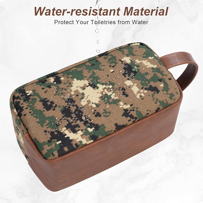 Travel Toiletry Bag for Men, Hanging Toiletry Organizer, Water Resistant Shaving Kit with Large Capacity for Travel Accessories (Camo-Green, Medium) - Image 5