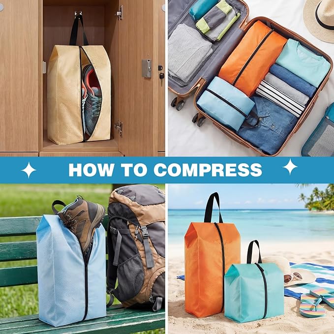 6 Pcs Travel Shoe Bags with Zipper Nylon Portable Waterproof Suitcase Shoe Organizer Packing for Golf(Mixed,Pastel) - Image 6