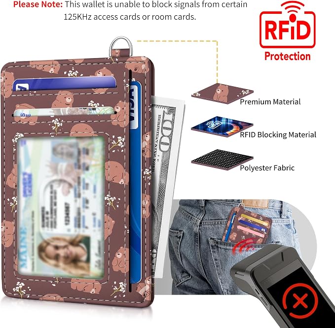 Mayski Slim Wallet, Credit Card Holder for Women, Minimalist Front Pocket RFID Blocking Card Cases, Small Wallet Women Men(Cute Bear) - Image 4