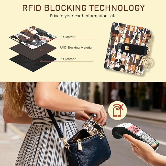 Jogjam Dogs Puppy Rfid Women Wallet, Small Slim Thin Credit Card Holder | PU Leather Bifold Cash Zipper Coin Pocket ID Window, for Female Ladies Teen Girls Girly Gifts - Image 3