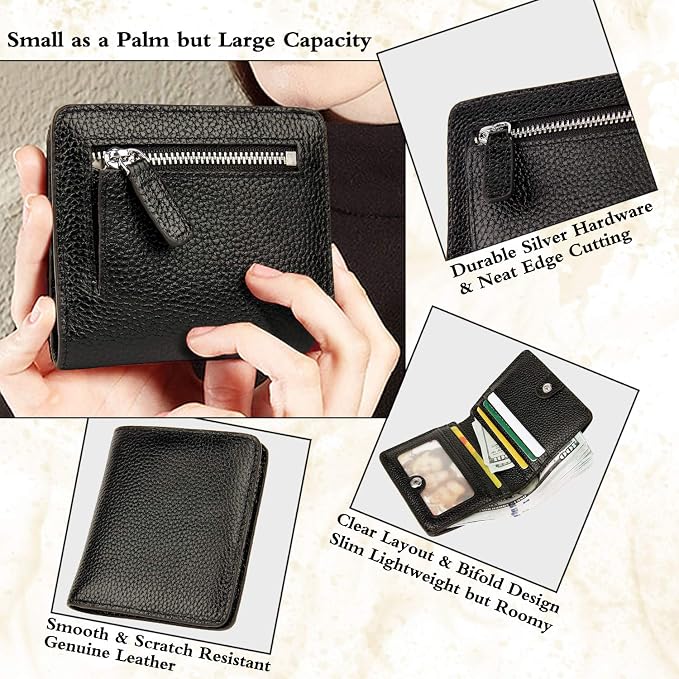 Small Leather Wallet for Women, Ladies Credit Card Holder RFID Blocking Women's Mini Bifold Pocket Purse - Image 3