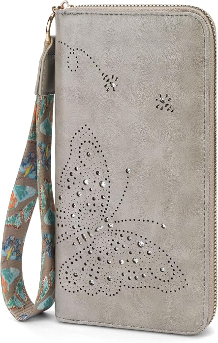 KITEVIUN RFID Wallet Women, Large Capacity Butterfly Cell Phone Clutch Purses Ladies Wristlet Wallets for Women by KITEVIUN