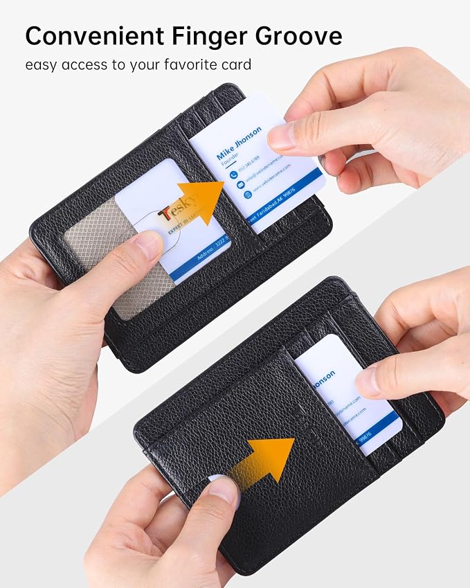 Teskyer Slim Minimalist Wallet for Men, RFID Front Pocket Card Holder | Ultra Slim Front Pocket Design, 8 Card Slots, RFID Protection, Smooth Faux Leather for Everyday Carry - Image 7