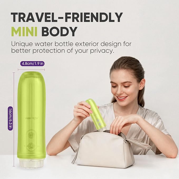 Portable Electric Bidet, Handheld Battery Powered Travel Bidet, Green | 2 Pressure Modes, Waterproof, Foldable, Pocket-Sized, Cordless, Daily Hygiene Cleaning at Home, Camping and Travel - Image 3