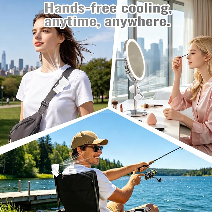 Clip-On Portable Fan Rechargeable Personal Handheld Mini Fan with LED Display Stroller Fan 360° Rotatable Small Bladeless Fan Clip on for Shirt 6-Speed For Outdoor & Travel & Office - Image 5