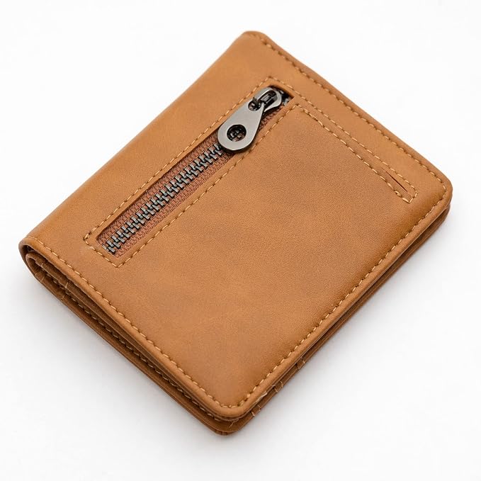 Alldaily Small RFID Wallet for Women Slim Compact Bifold Pocket Ladies Travel Mini Purse (Brown) - Image 3