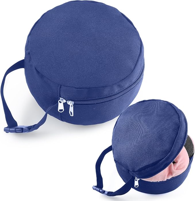 1 Pcs Travel Neck Pillow Bag Compact Travel Neck Carrying Case Bag for Airplane Train Journey Quick Release Clasp Attaches to Luggage Purse Backpack, Pillow Not Included(Blue) by Yeyeplum