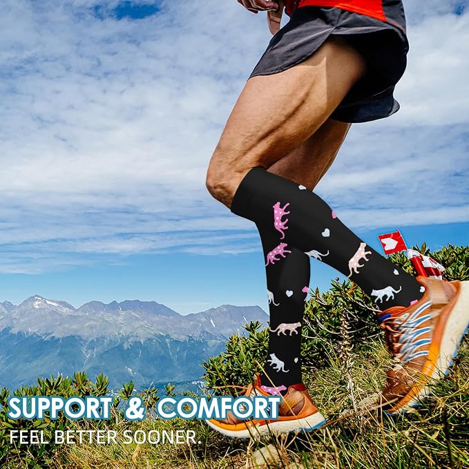 5/6 Pairs Graduated Compression Socks for Women&Men 20-30mmhg Knee High Socks Travel Hiking Running Stocking - Image 5