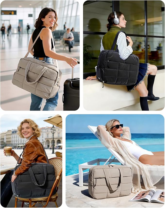BAGSMART Gym Bag for Women, Carry on Travel Duffel Bag, Water-resistant Weekender with Shoe Compartment for Gym Travel Work, Classic, Large - Image 5