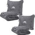BlueHills Premium Soft 2-Pack Travel Blanket Pillows for Two - Gray Grey | Travel Blanket Set for Two, Hand Luggage Belt & Backpack Clip, Lightweight & Compact for Long Flights, Comfort Plane Pillows by BlueHills
