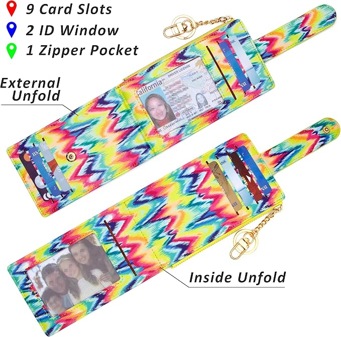 Badiya Slim Women Wallet RFID Blocking Bifold Compact 9 Card Slots Holder Wallets Soft Leather with Zipper Coin Pocket 2 ID Window - Image 4