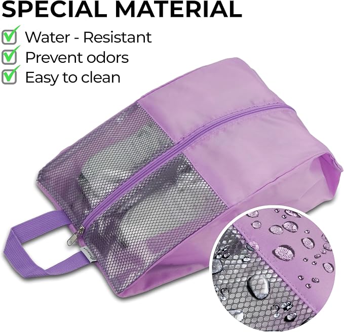 Shoe Bags For Travel, Used As For Storage or Shoe Travel Bag, Space Saving When Travelling With This Travel Shoe Bags For Packing, Waterproof Nylon Sneaker Bag. (Light Purple, 2 Pack, Medium) - Image 4