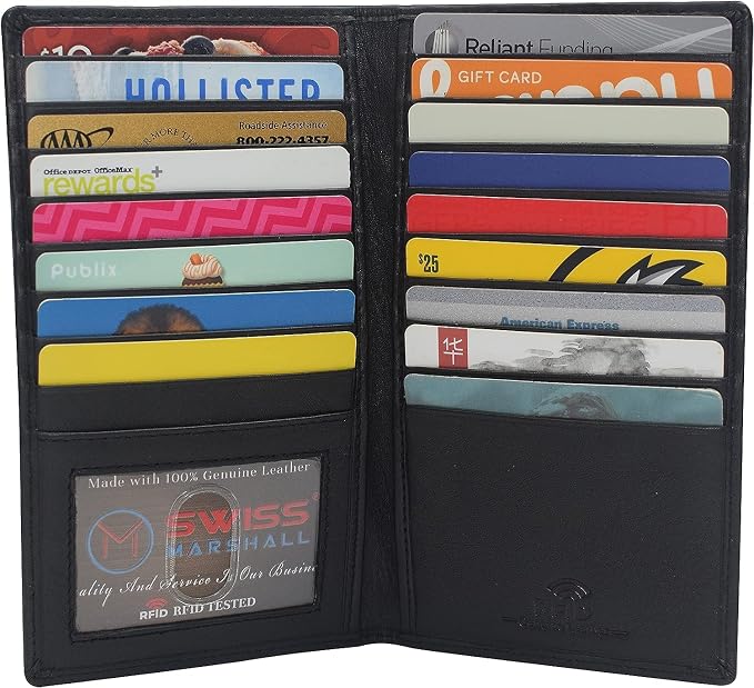 Marshal Bifold Leather RFID Blocking Wallet For Men & Women | Genuine Leather Holder With 19 Slots, 2 Bill Compartments & ID Window | For Credit/Debit Cards, Money & More (CN Black) - Image 4