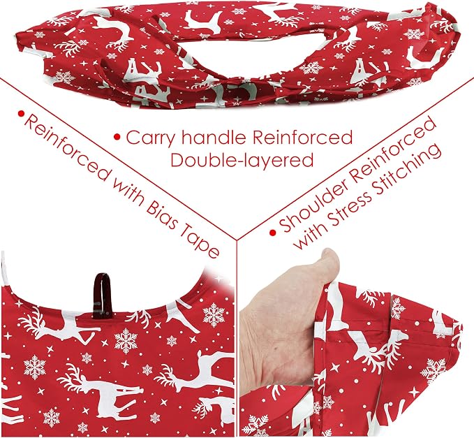 BeeGreen Christmas Reusable Grocery Bags 10 Pack Reusable Shopping Bags Bulk Christmas Gifts Tote Bags with Zipper Storage Pouch Elastic Band Foldable-Machine Washable - Image 4