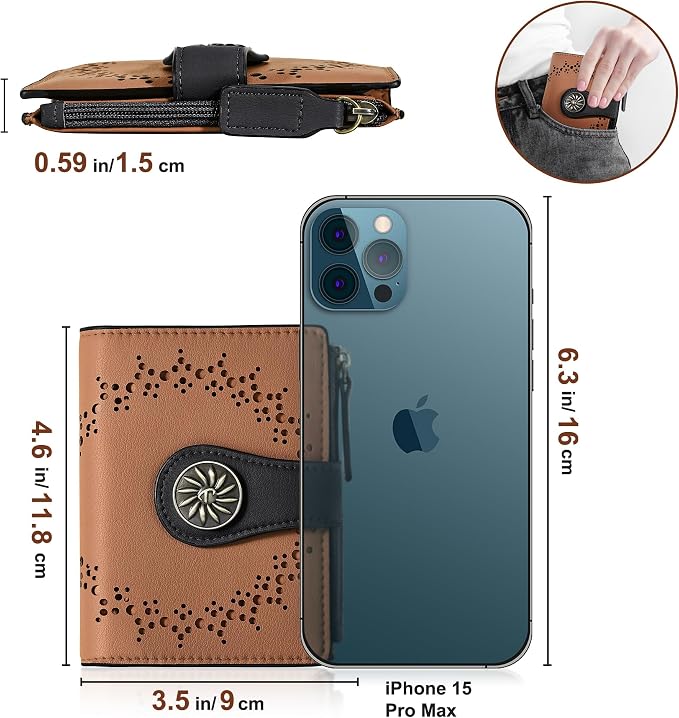 Tipmile Small Wallet Women Bifold RFID Blocking Card Holder Leather Wallets with Zipper Coin Pocket - Image 5