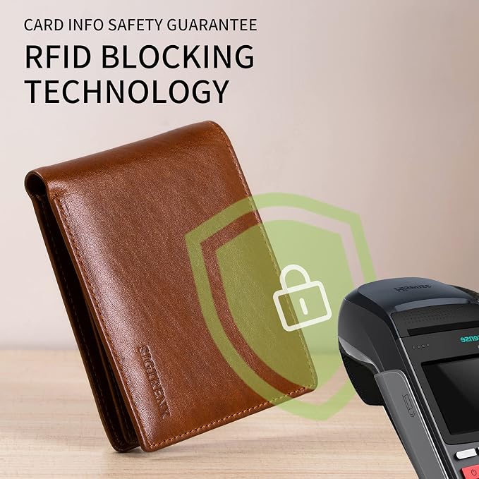 Sigtrenx Leather Wallets for Men, Genuine Leather Mens Wallets Bifold Rfid Blocking with 2 ID Windows - Image 4