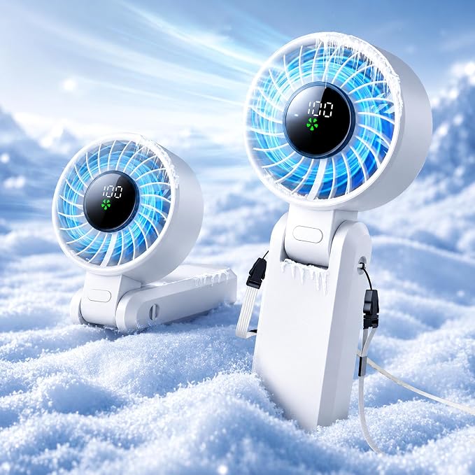 【5200mAh】Portable Handheld Fans for Travel, High-Speed Motor, Rechargeable Hand Held Fan, 5 Speed,180°Foldable, Small Personal Fan,4-IN-1 Hand/Desk/Waist/Neck Fans,Summer Beach Travel Essentials by JINLICTE