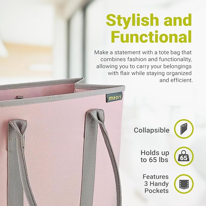 meori Office Tote Bag Carry Laptop Essentials Sturdy Bottom Stays Upright 3 Handy Pockets - Image 3