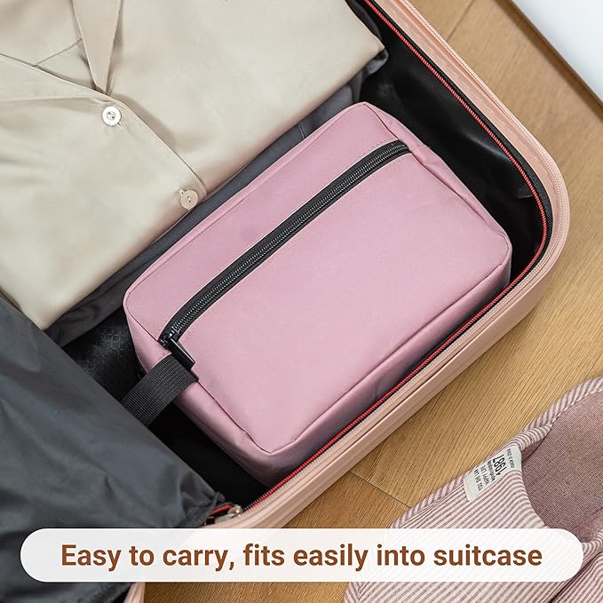 Elviros Travel Toiletry Bag for Women and Men, Lightweight Makeup Bag Hanging Dopp Kit with Compartment Cosmetic Organizer Small Tool Bag Travel Essentials,Gifts for Women(Pink) - Image 5