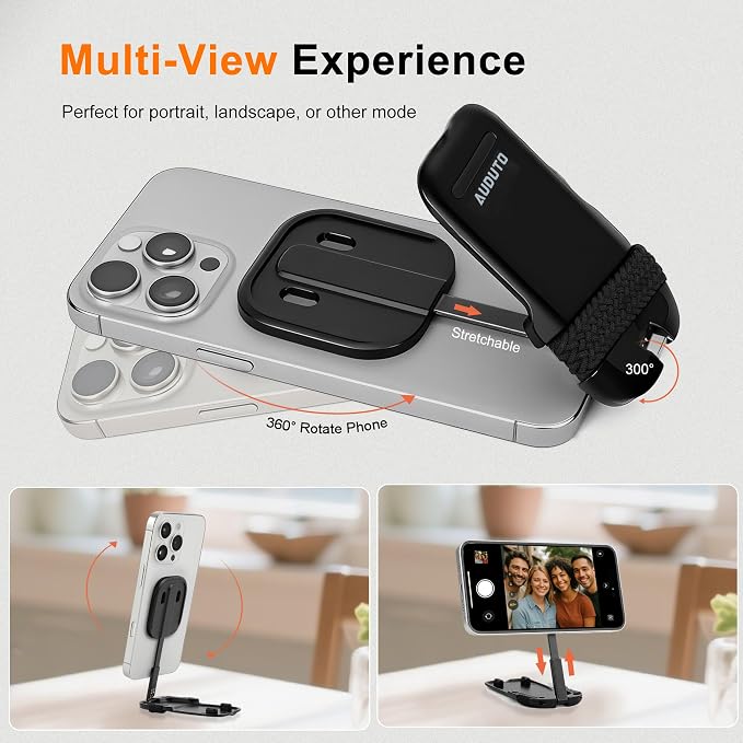 Magnetic Phone Tripod Stand, Portable Mini Selfie Stick for iPhone 17/16/15/14/13/12 & MagSafe, Aluminum Angle-Adjustable Foldable Strong Magnet Phone Holder, Travel Essentials - Image 5